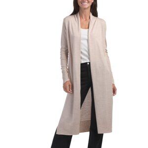 NEW TAHARI Merino Wool Blend Long Sleeve Duster Cardigan Oakwood Heather 267MN